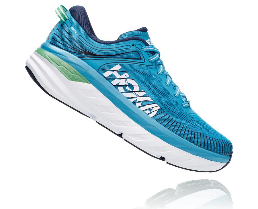 Tenis Hoka One One Masculino Azuis/Branco - Bondi 7 - 695-QEHOVT